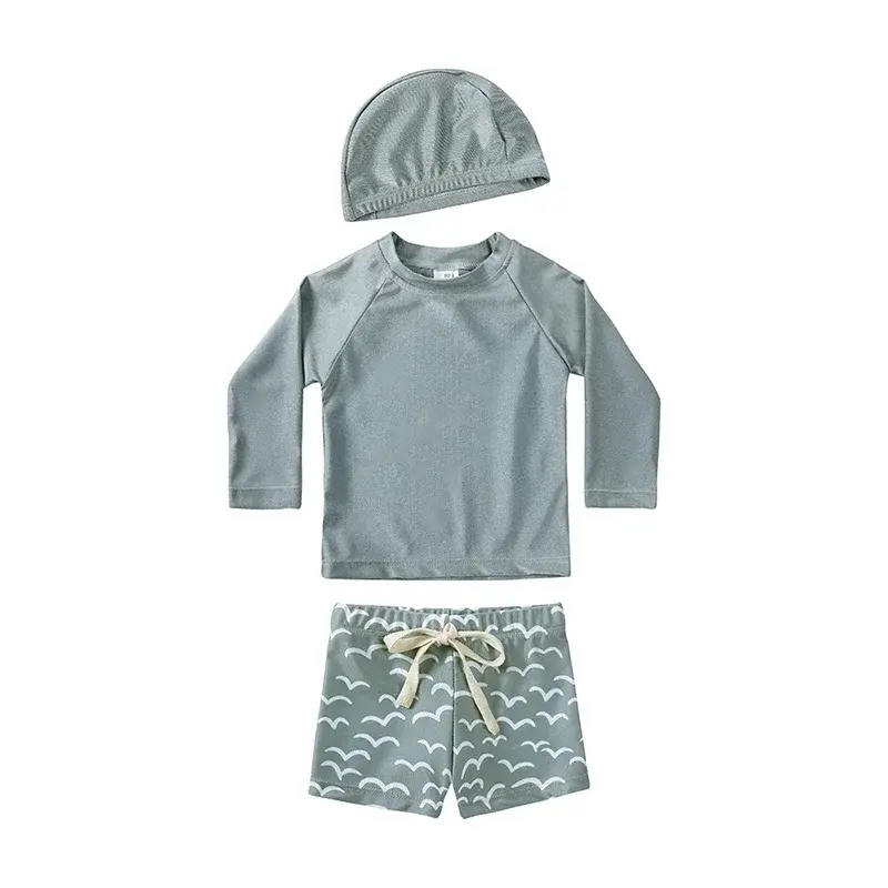 Maillot de Bain Manches Longues et Bonnet – Bébé Enfant 9 mois-7 ans