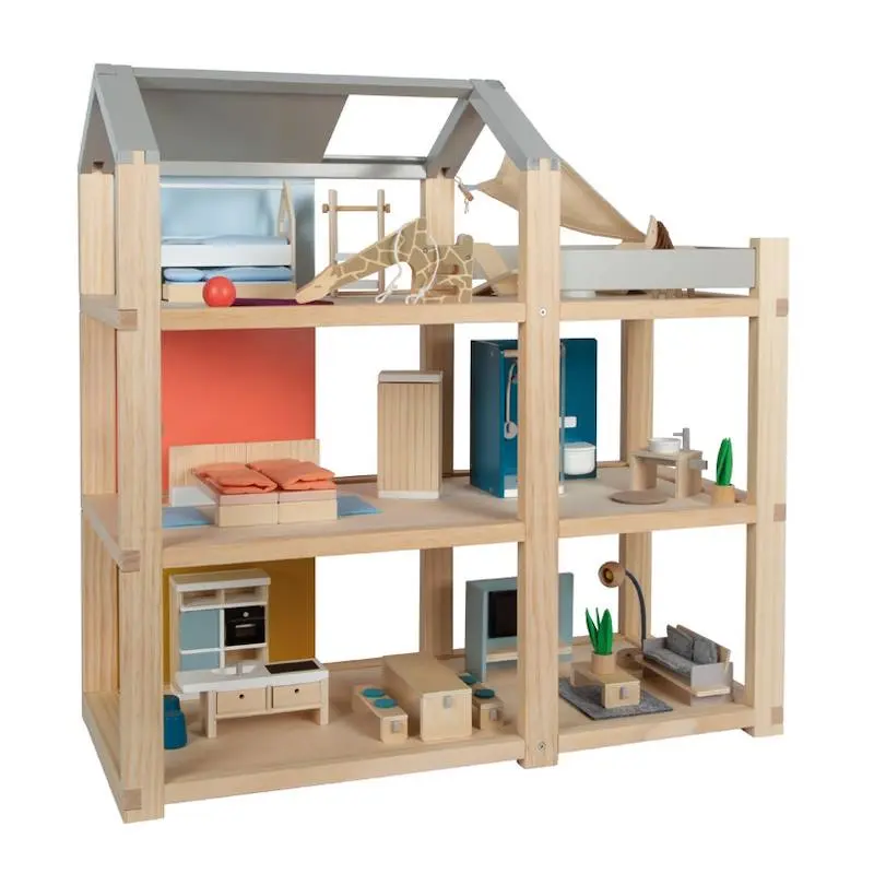Maison de poupée bois avec meubles
