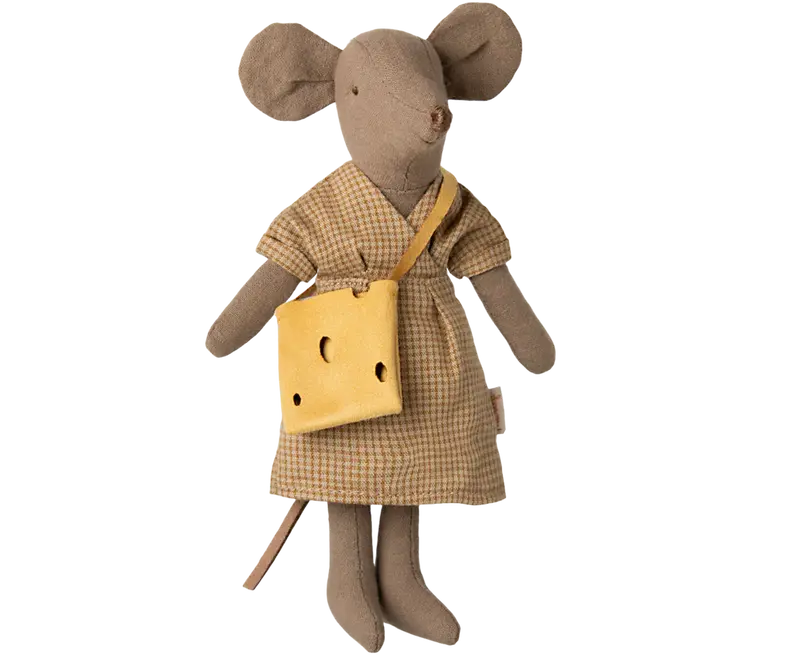 Maman Souris jouet en tissu 15 cm avec robe