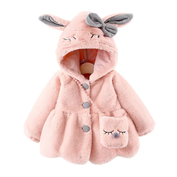 Manteau Bébé Fille Hiver Fausse Fourrure Lapin – 6 mois à 3 ans