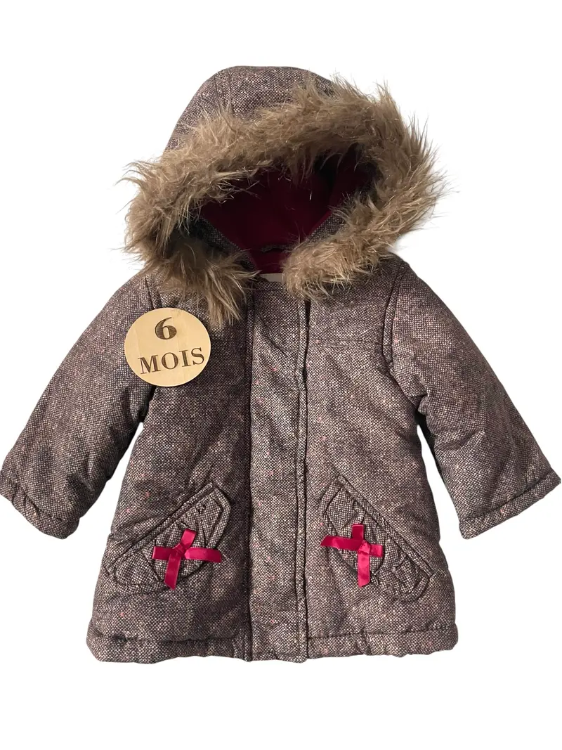 Manteau marron et rose, doublé polaire, Kimbaloo