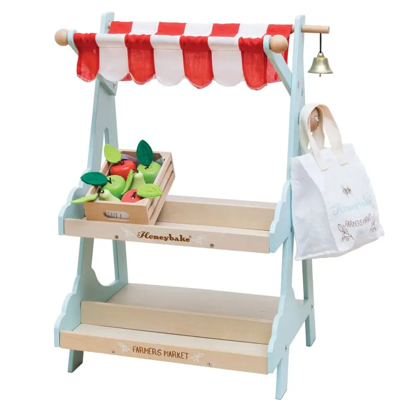 Marché avec cagette pommes et poires