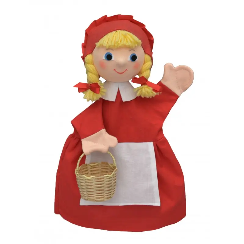Marionnette à main Chaperon Rouge 28 cm artisanale en tissu
