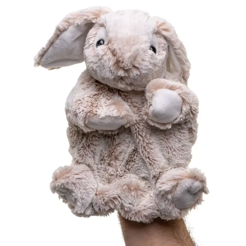 Marionnette Lapin beige en peluche