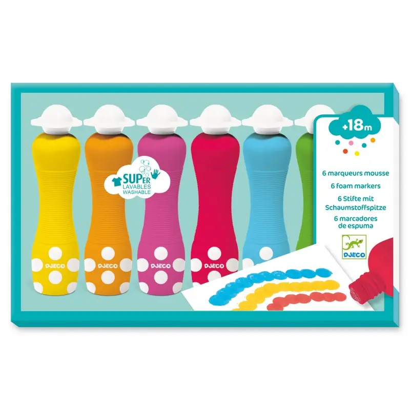 Marqueurs Mousse Ergonomiques Lavables - Dès 18 Mois