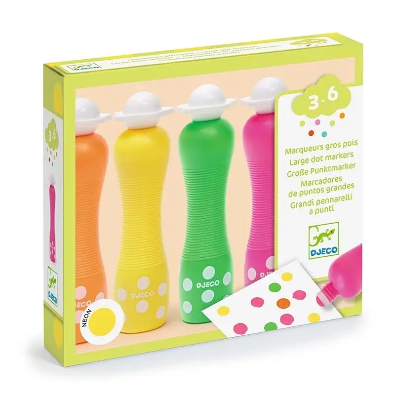 Marqueurs mousse néon x4 enfants lavables gros pois