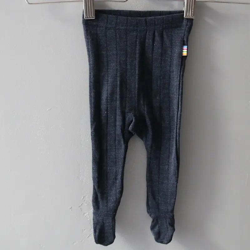 Merino Wool & Silk Footed Leggings - Navy - 0-4m
