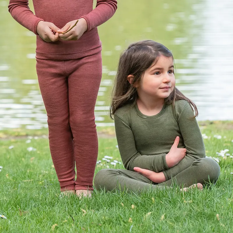 Merino Wool & Silk Leggings - Copper - 1-14y