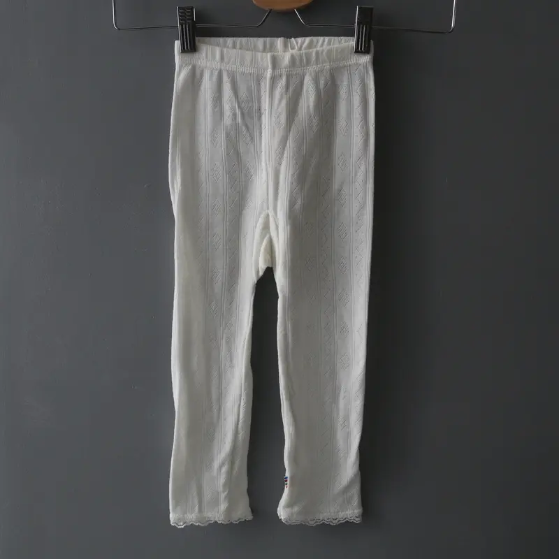 Merino Wool/Silk Leggings with Laces  - White - 1-7y