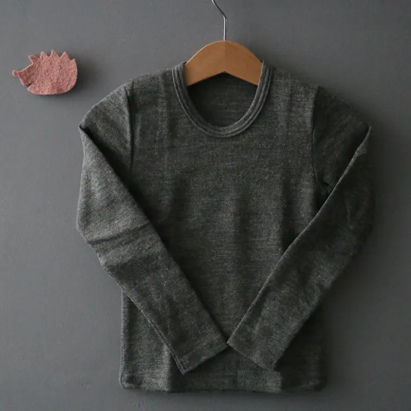 Merino Wool & Silk Top - Slate - 1-12y
