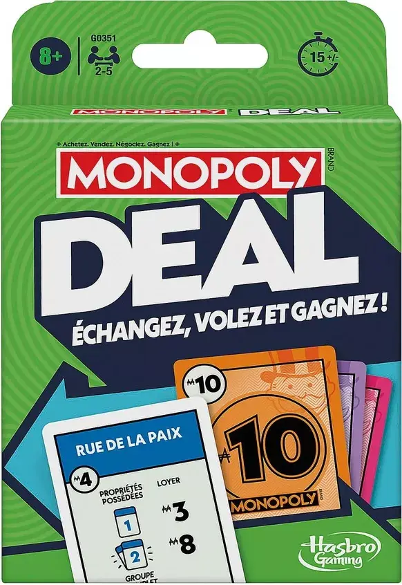 Monopoly Deal - Jeu de cartes rapide 15 min