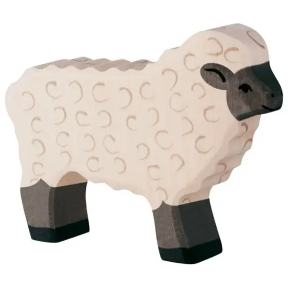 Mouton noir et blanc - Figurine bois