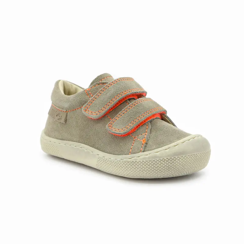 Naturino Barefoot Orec Low Velcros Bone Taupe Orange Fluo