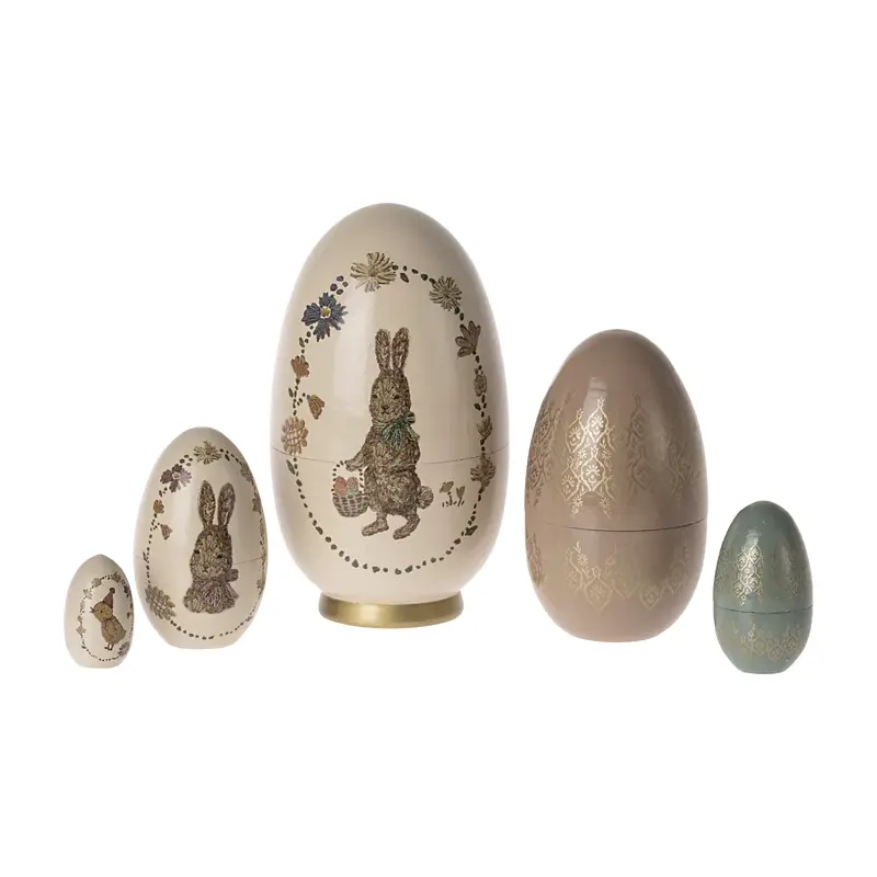 Oeufs de Pâques Matriochka en Bois - Ensemble de 5