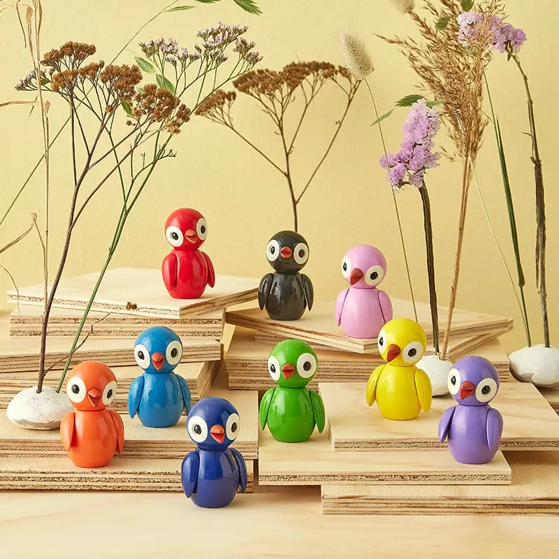 Oiseaux en bois - figurine décorative