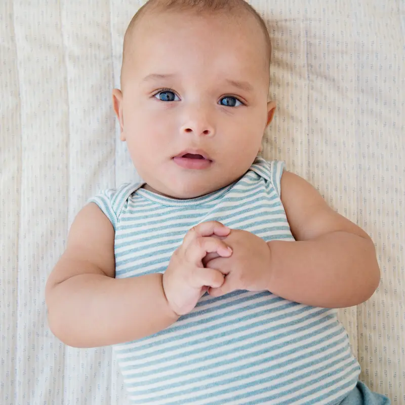 Organic Baby Tank Body - Lake/Ecru - 0-2y