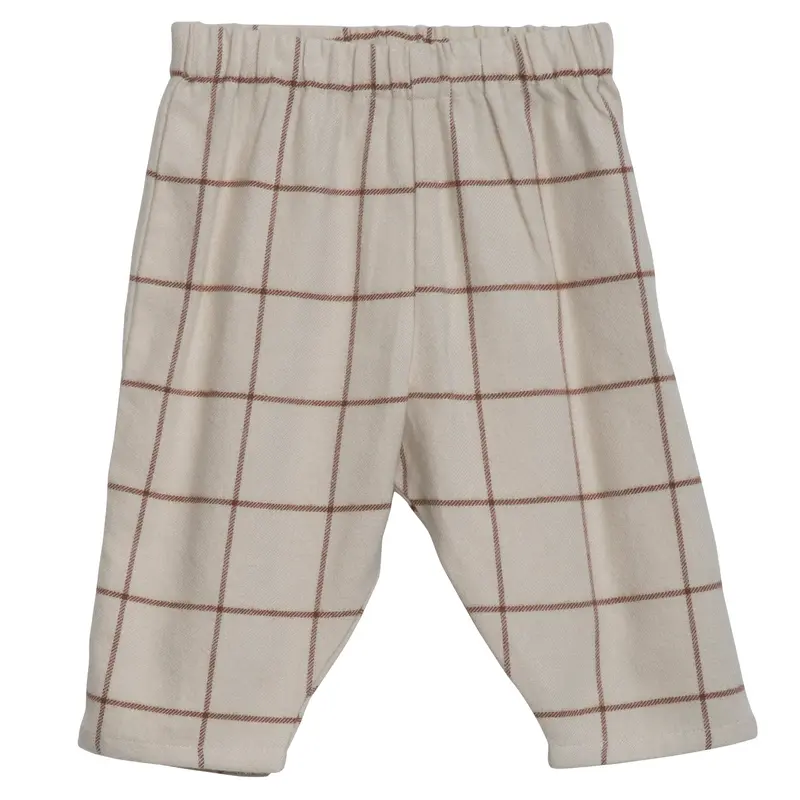 Organic Cotton Brushed Baby Pants - Chocolate Checks - 3m-2y