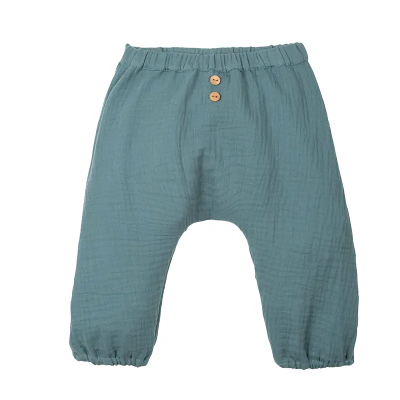 Organic Cotton Muslin Trousers - Arctic - 3-18m