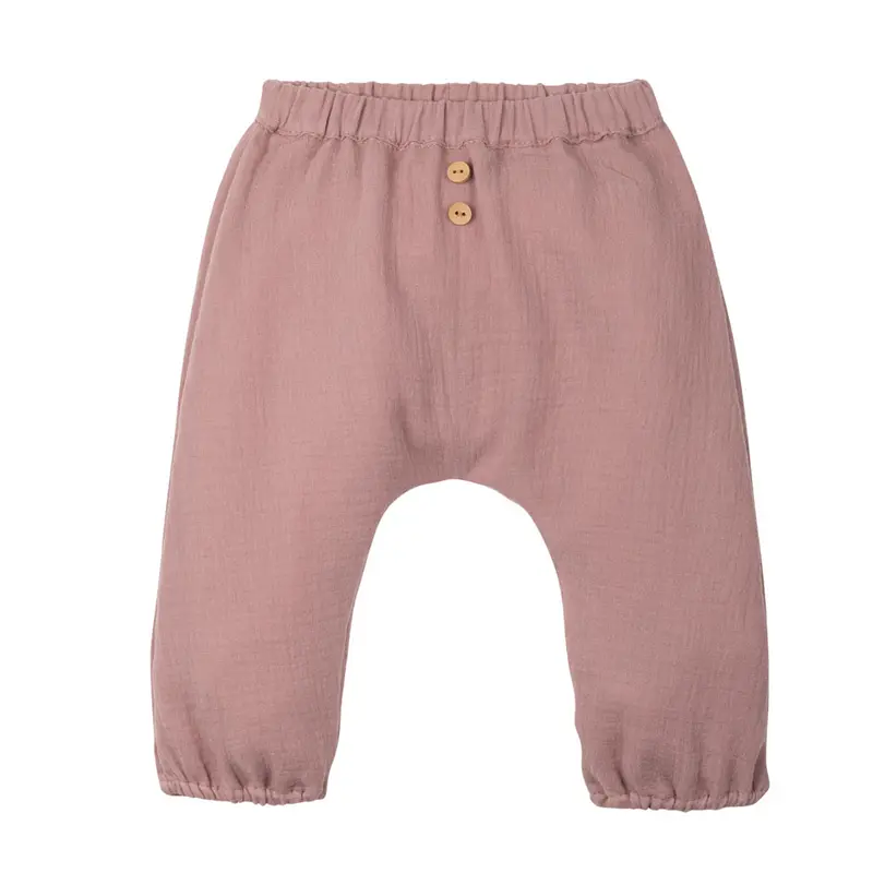 Organic Cotton Muslin Trousers - Clay - 3-18m