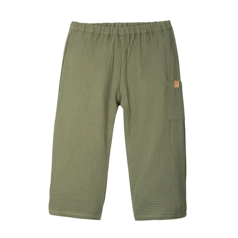 Organic Cotton Muslin Trousers - Dill - 18m-6y