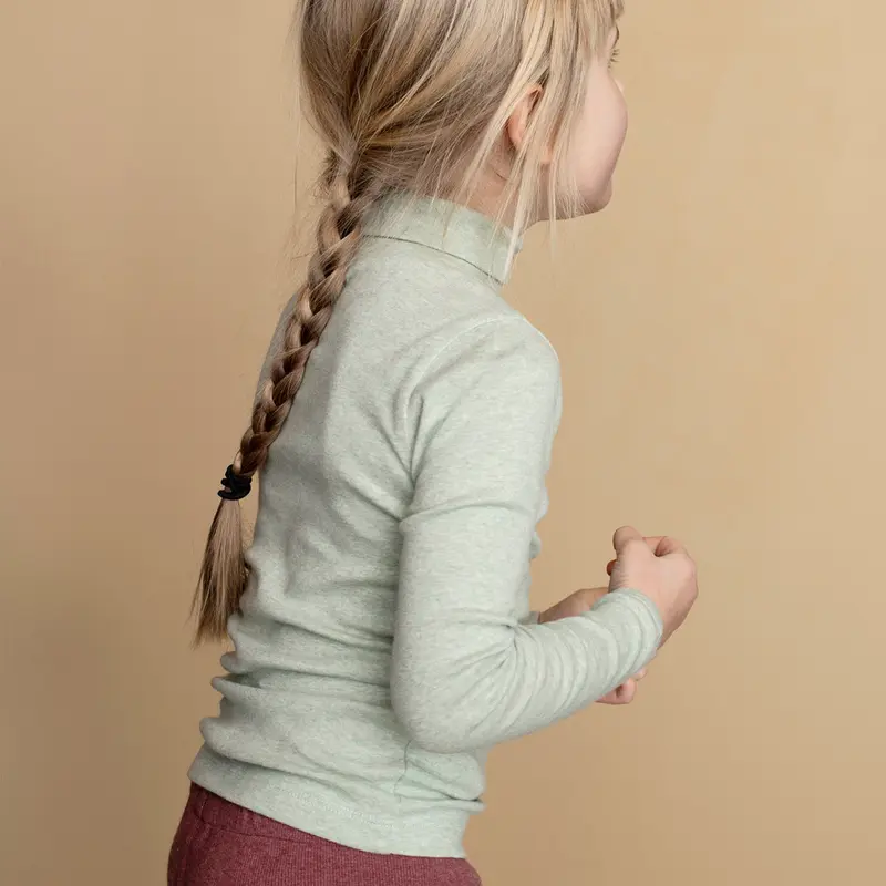 Organic Cotton Rib Turtleneck - Jade - 10-11y ONLY