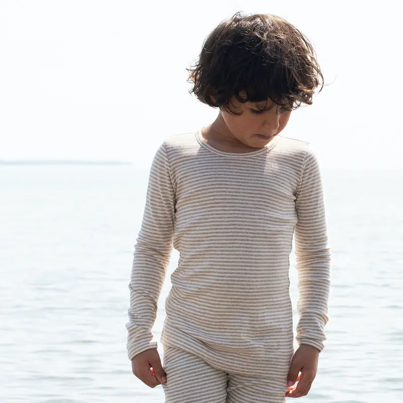 Organic Cotton Slim Rib Tee - Oat/Off White - 2-11y