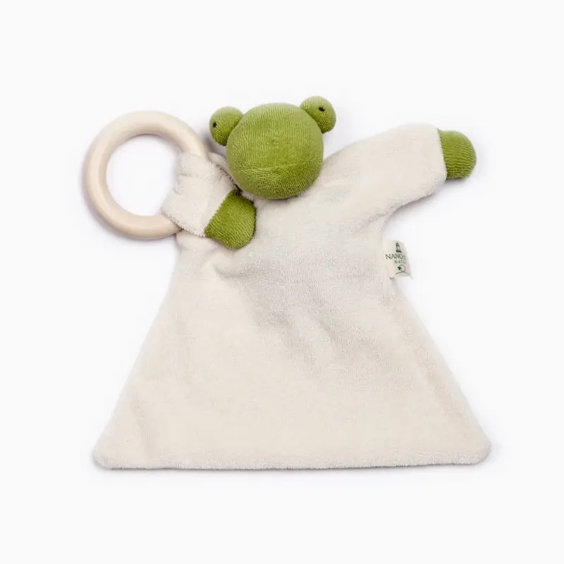 Organic Frog Comforter with Wooden Ring