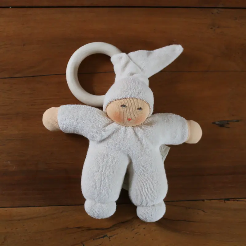 Organic Gnome Pimpel Doll with Wooden Ring