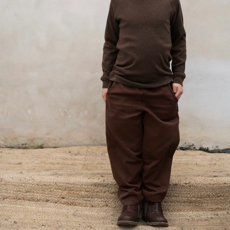 Organic Twill Casual Pants - Chocolate - 3-7y