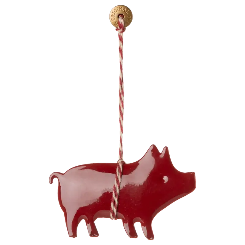 Ornement en métal - Cochon Rouge