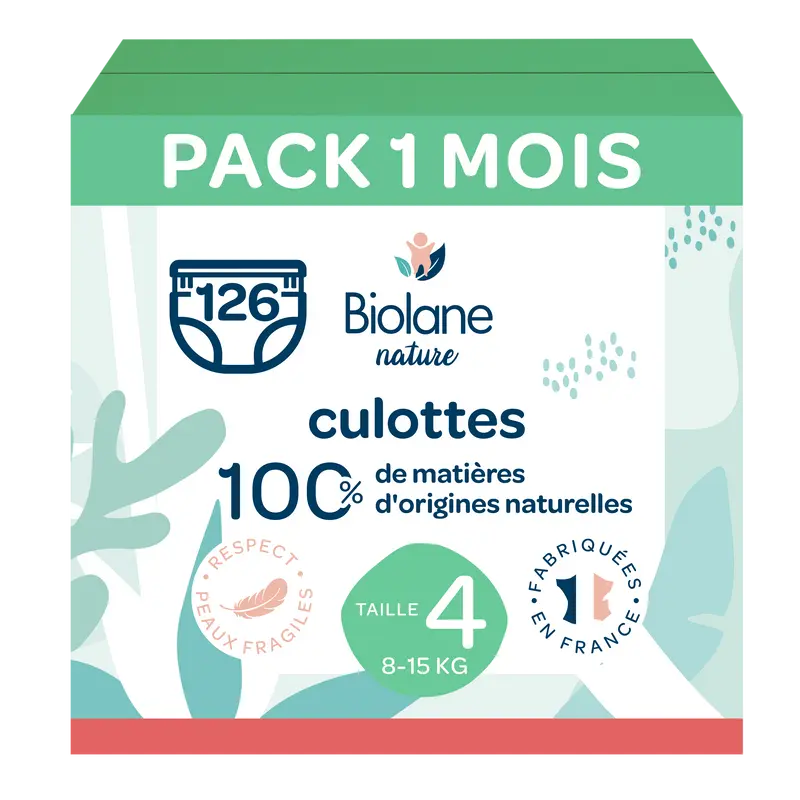 Pack 1 mois couches culottes Biolane Nature