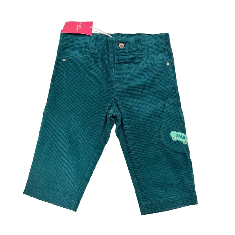 Pantalon vert canard en velours côtelé à poche cargo - 6 mois