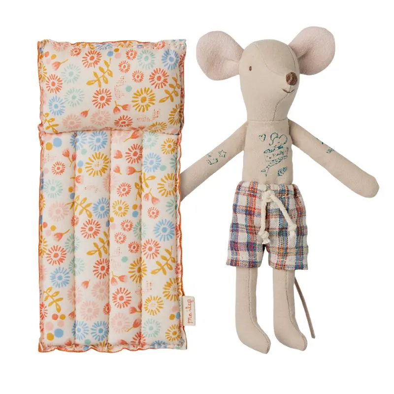 Papa souris et matelas de plage - jouet 15 cm (3+)