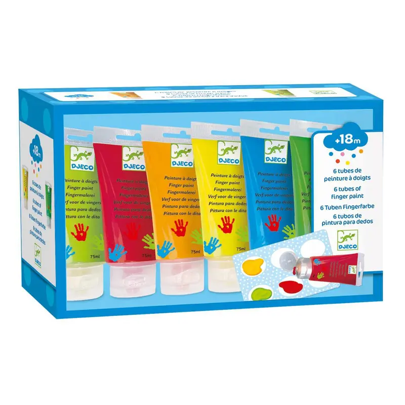 Peinture à doigts enfant 6 tubes
