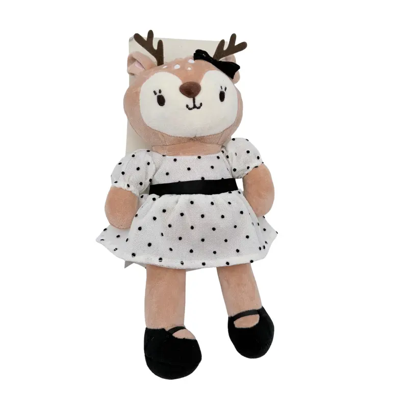 Peluche biche en robe à pois