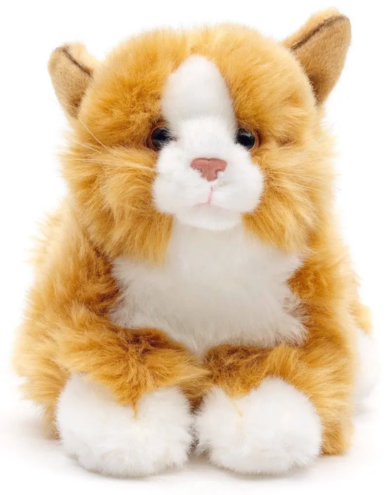 Peluche Chat Brun Couché-rouge