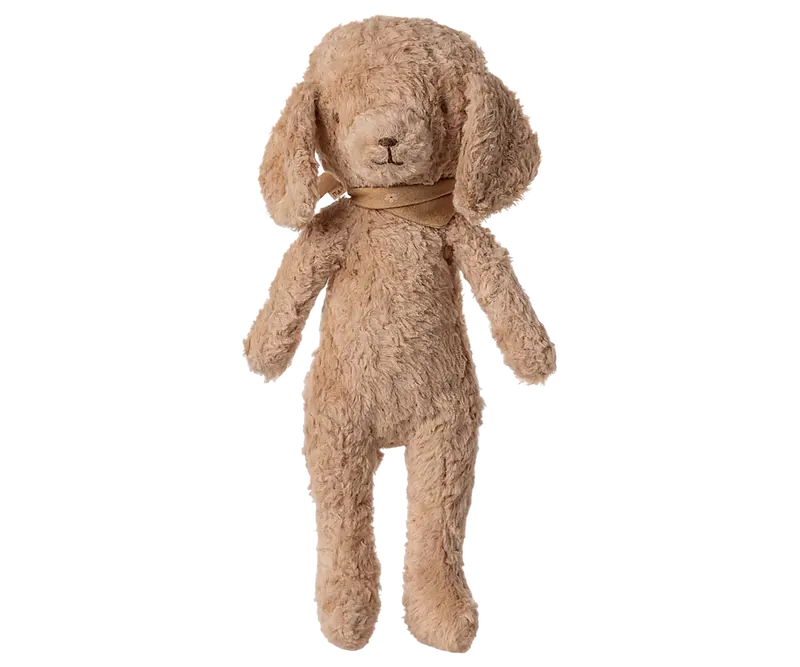 Peluche chien caniche rose poudré 30 cm