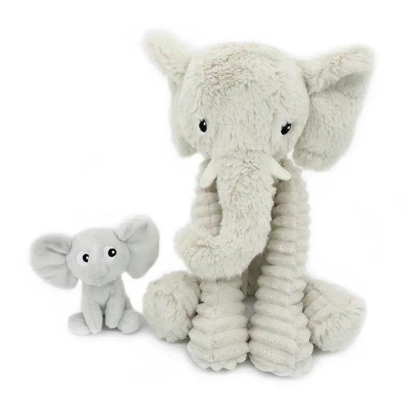 Peluche éléphant Dimoitou maman et son bébé gris clair - Les Ptipotos