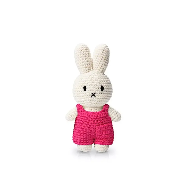 Peluche en Crochet Lapin Miffy - Salopette Classique - Framboise