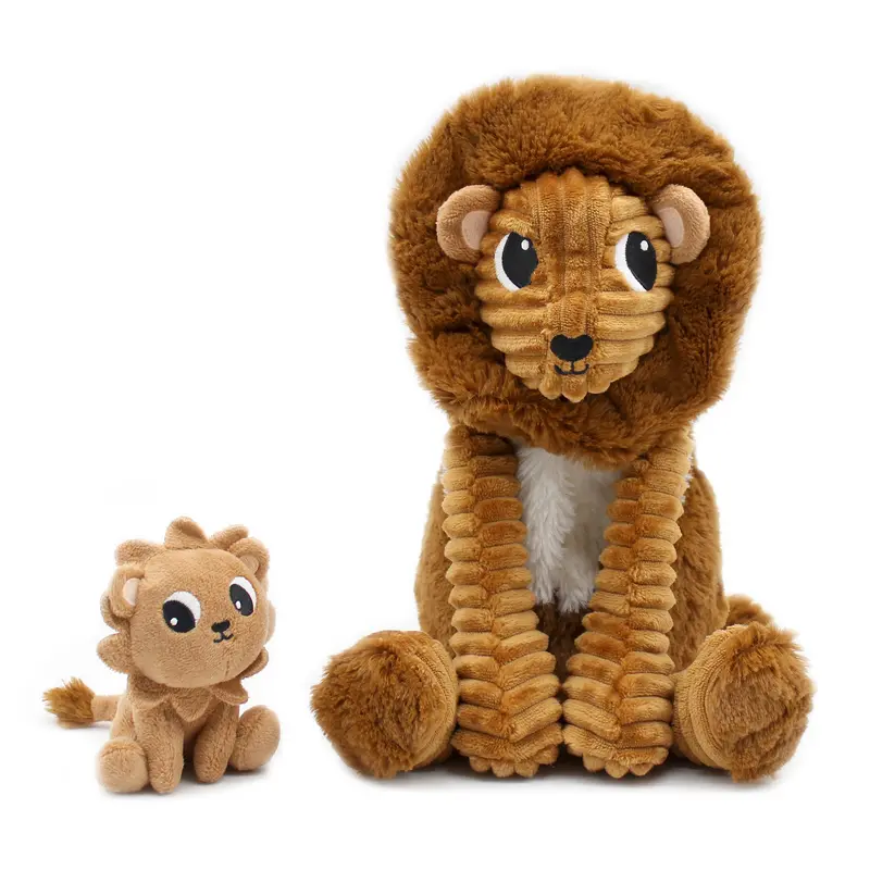 Peluche lion Graou papa et son bébé marron cassonade - Les Ptipotos