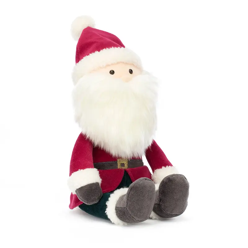 Peluche Père Noël 34 cm - manteau rouge et pompon