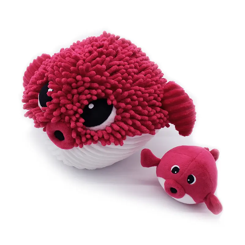Peluche poisson globe  Gobetou maman et son bébé betterave - Les Ptipotos
