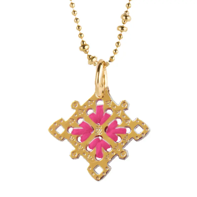Pendentif Amulette Losange Or Rose Fluo - Camille Enrico