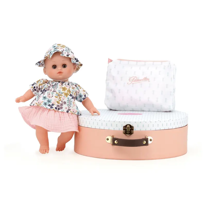 Petit câlin Anna avec 3 habillages en valisette ronde