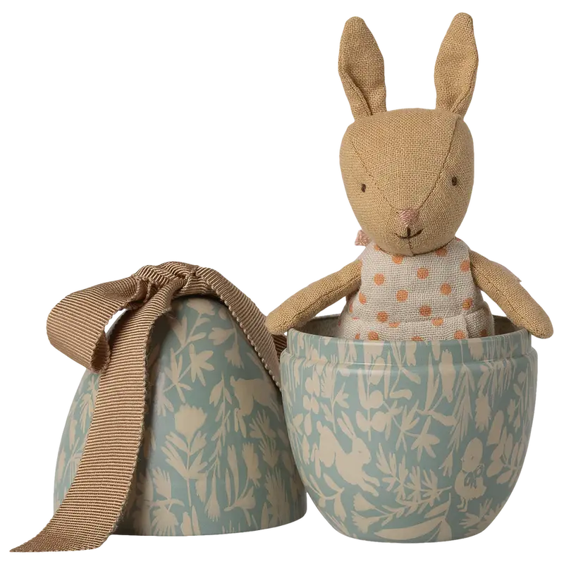 Petit Oeuf de Pâques Bleu avec Lapin