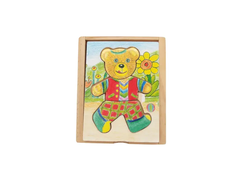 Petit ours à habiller - Coffret bois