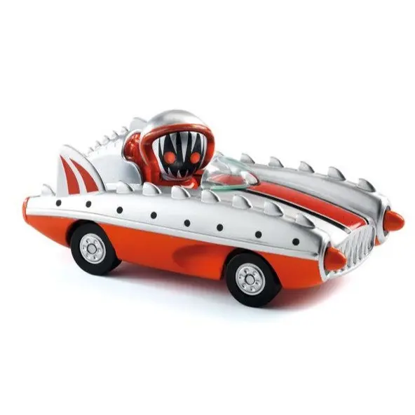 Piranha Kart, voiture de course en métal avec pilote