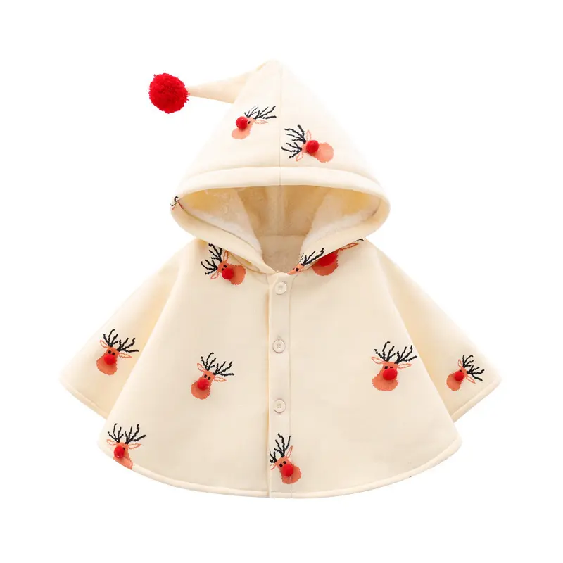 Poncho Bébé de Noël à Capuche Cerf – 9 mois à 4 ans