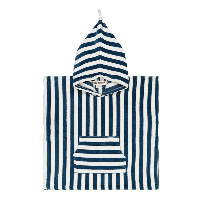 Poncho Suzon Rayures Bleu Midnight - Rose In April