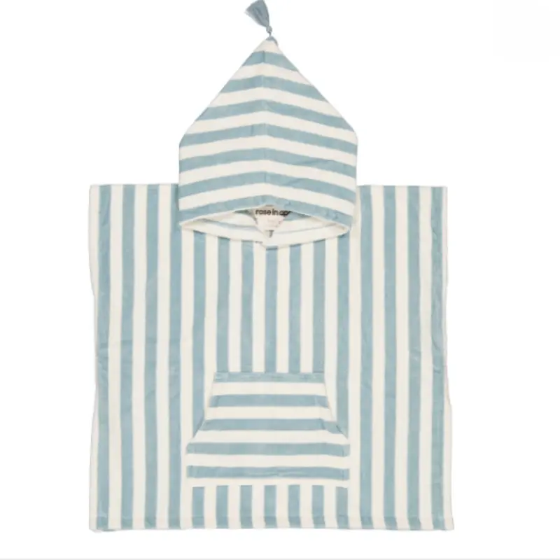 Poncho Suzon Rayures Bleu - Rose In April